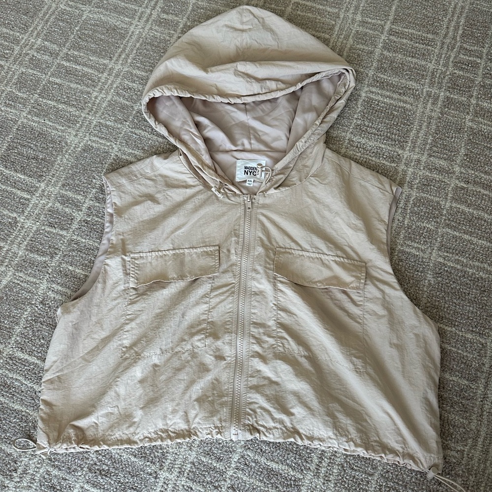 Steve Madden Light Tan Hooded Vest